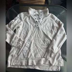 L.L. Bean White Button-Up Pullover